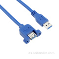 USB3.0 al cable de extensión de montaje en panel con tuercas incrustadas